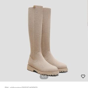 Elegant Beige Over the Knee Boots